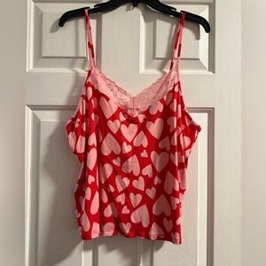 Women’s Lace-Trim Heart Print Cami Top
